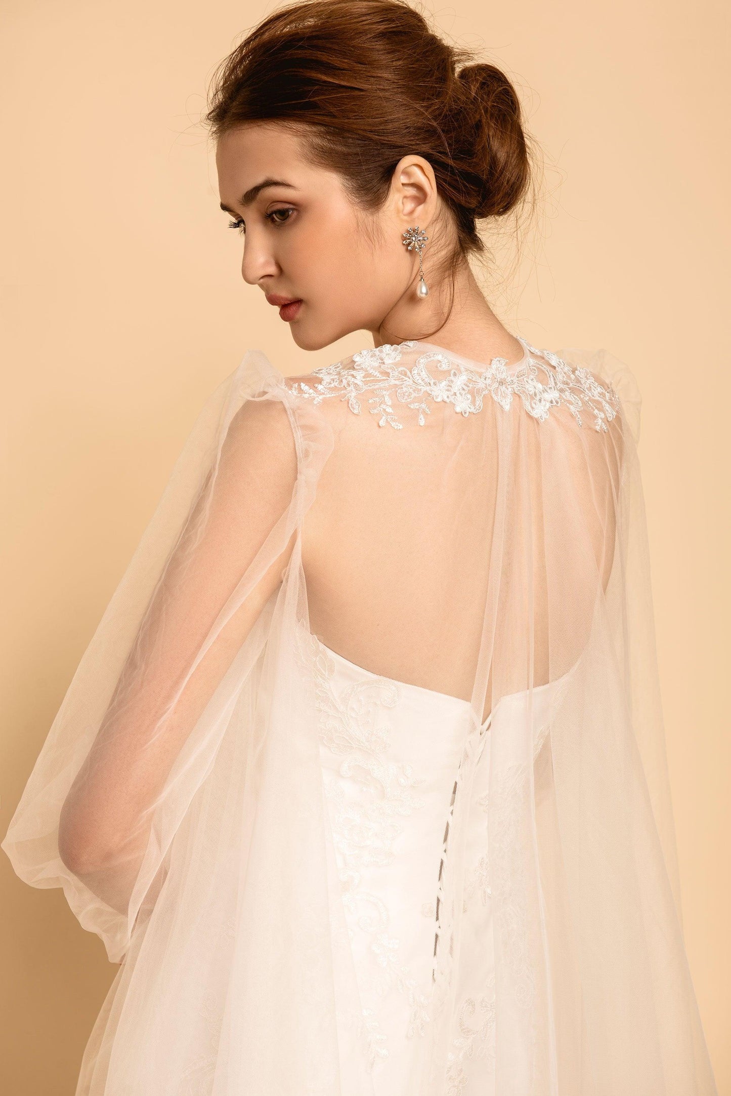 Round Neck Cape Veil | Wedding Cape Veil | Dare and Dazzle