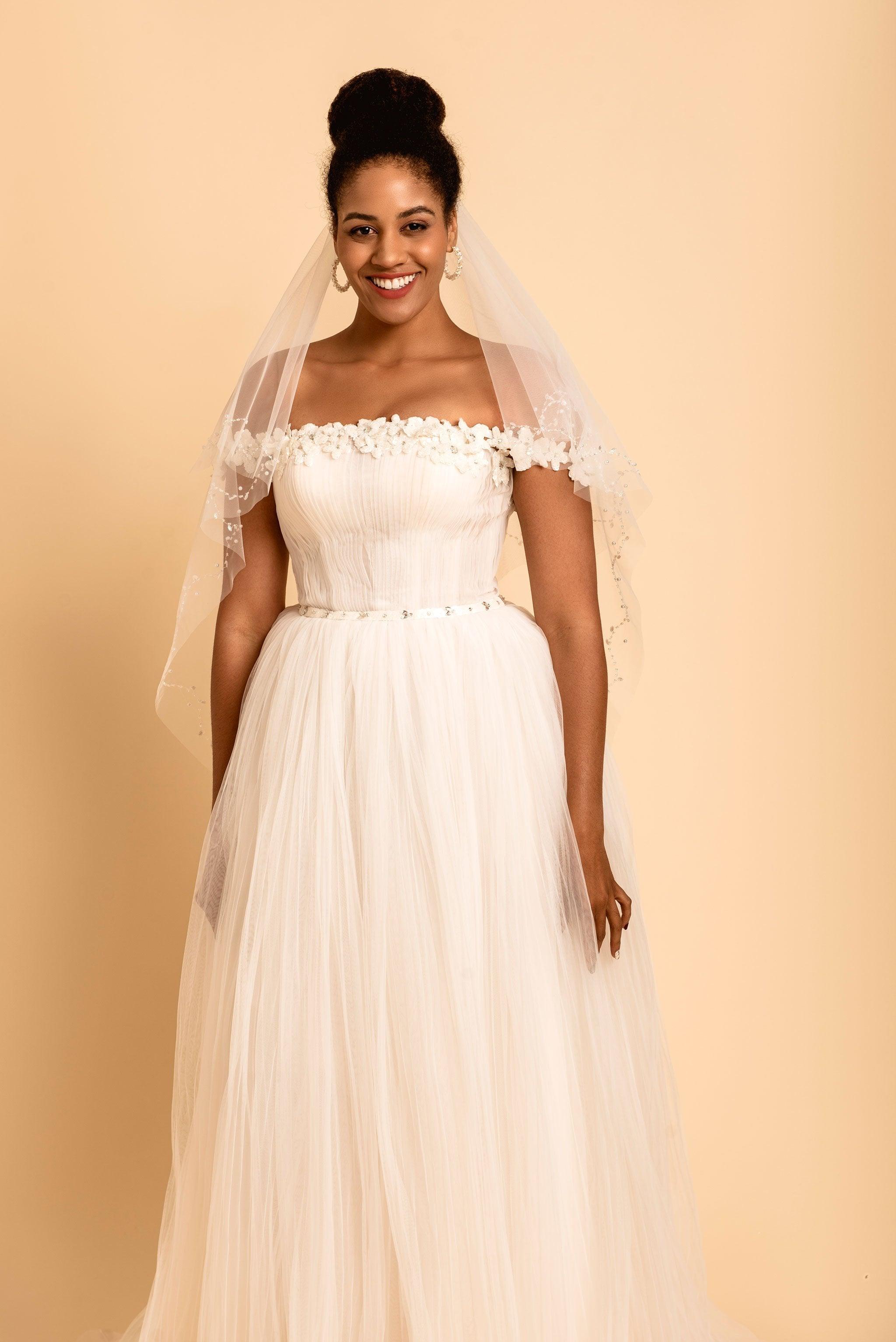 Off Shoulder Wedding Dress | Ada Wedding Dress | Dare and Dazzle