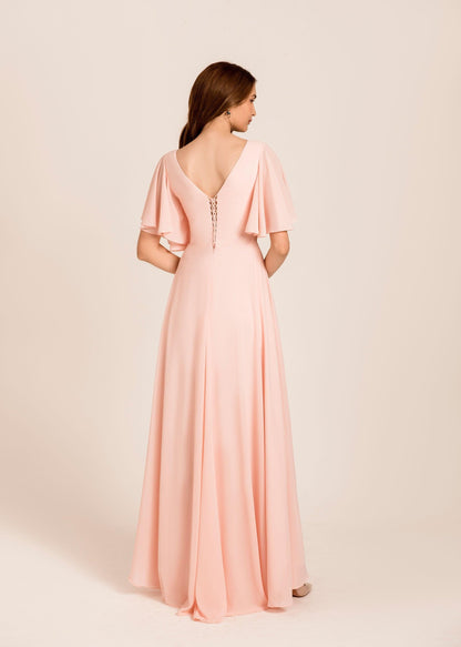 Light Pink Bridesmaid Dress | Pink Chiffon Dress | Dare and Dazzle