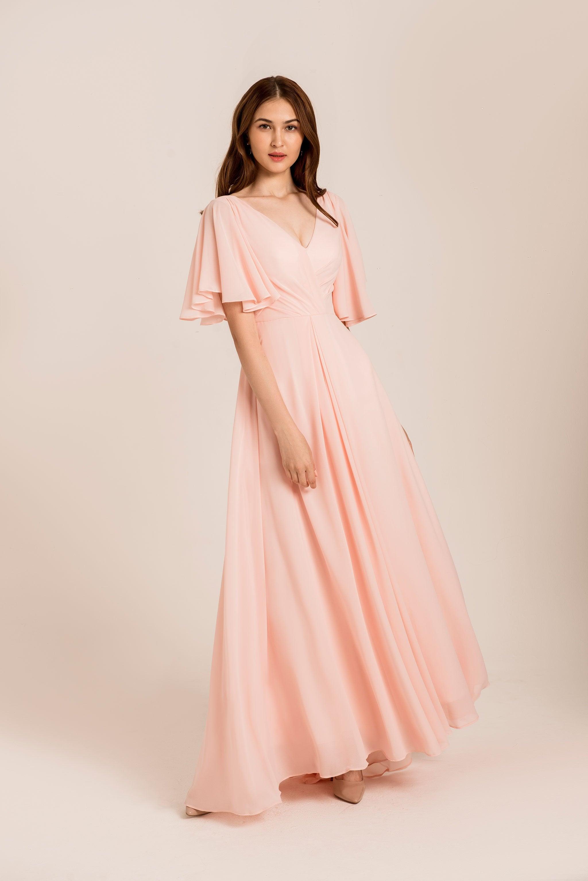 Light Pink Bridesmaid Dress | Pink Chiffon Dress | Dare and Dazzle
