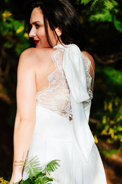 White Satin Gown | a Line Satin Gown | Dare and Dazzle