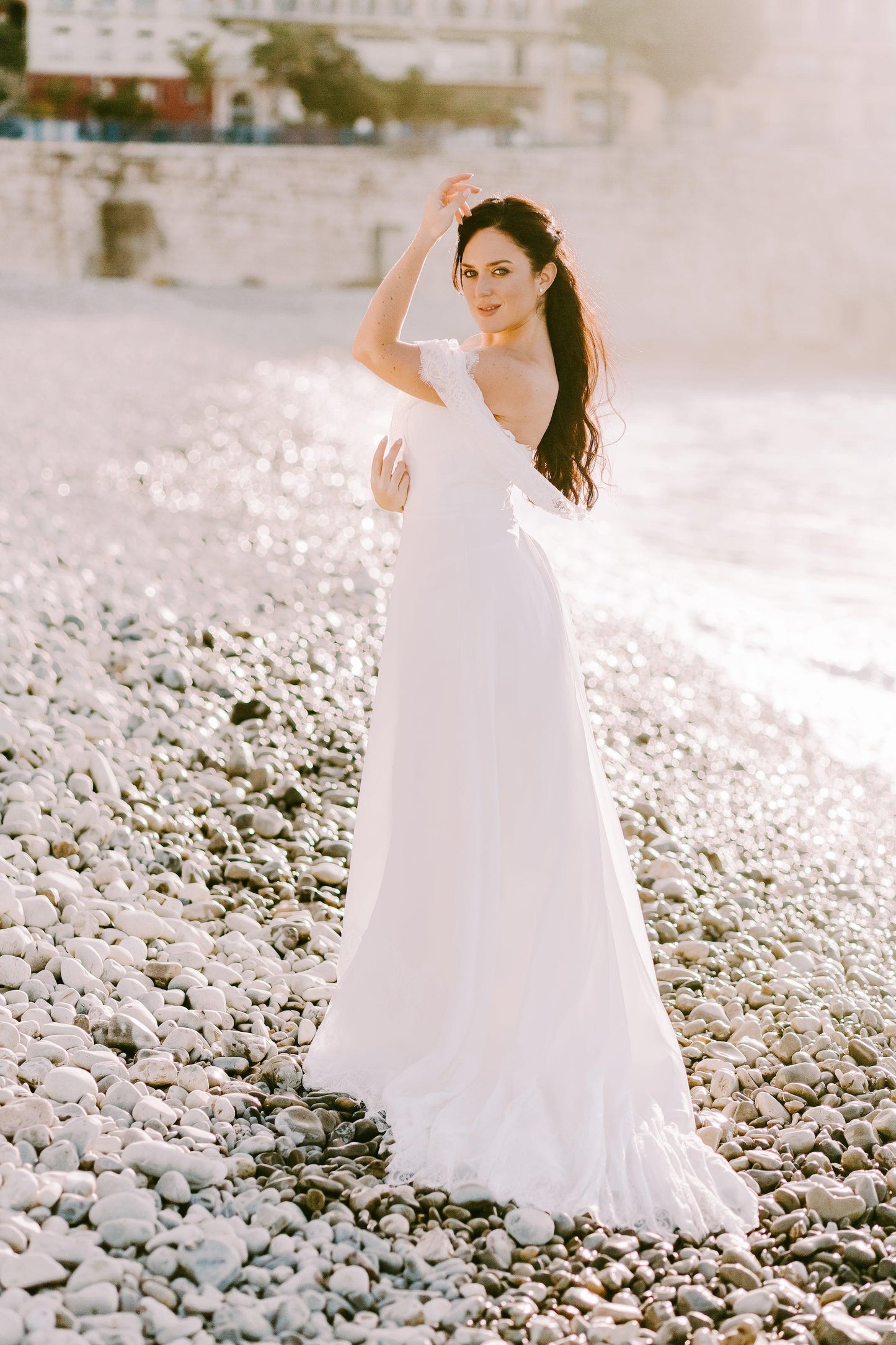 Off the Shoulder Gown | Beach Wedding Dress | Dare and Dazzle