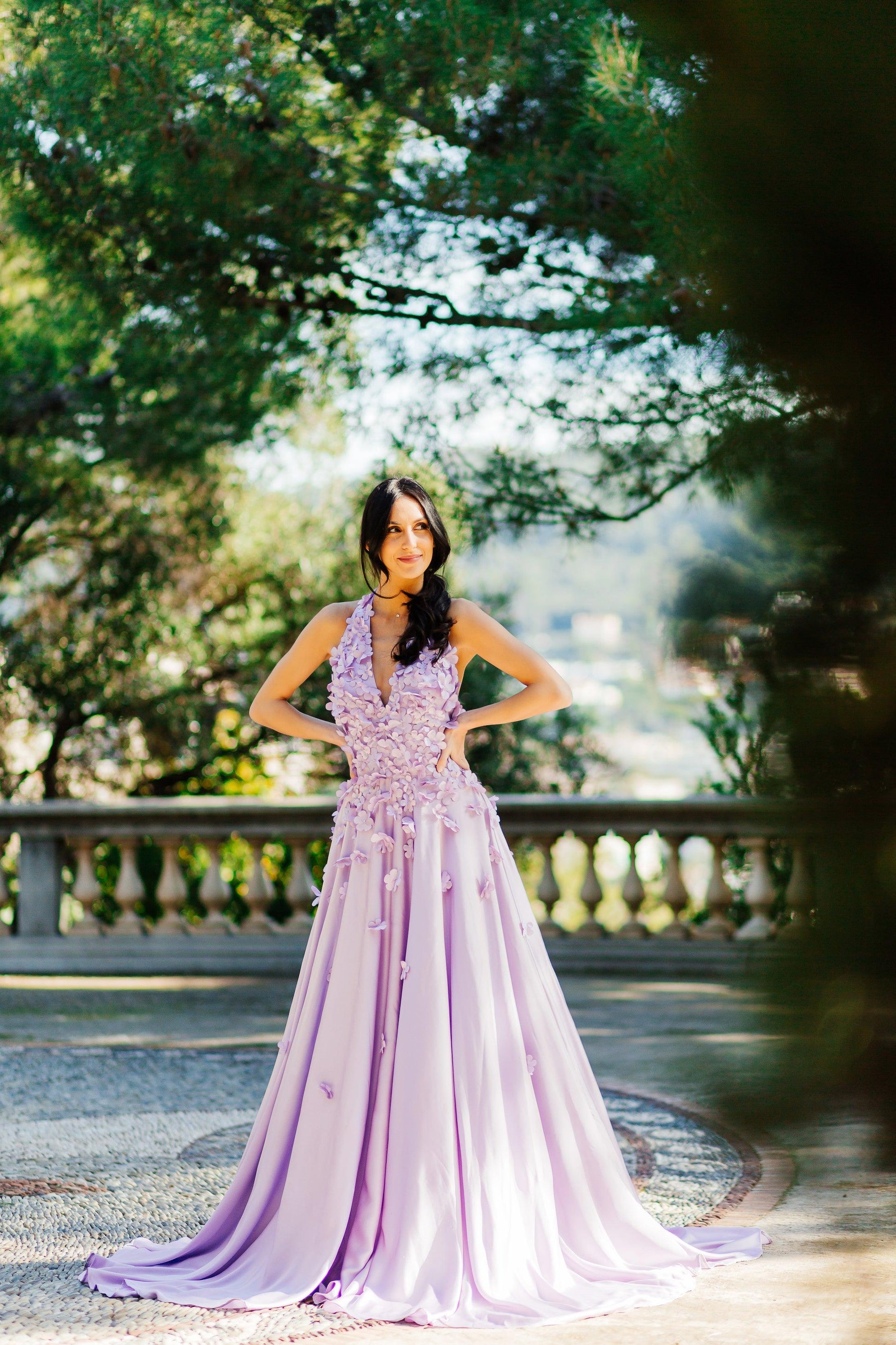 Halter Neck Wedding Dress | Lavender Wedding Gown Halter Neck Wedding Dress | Lavender Wedding Gown