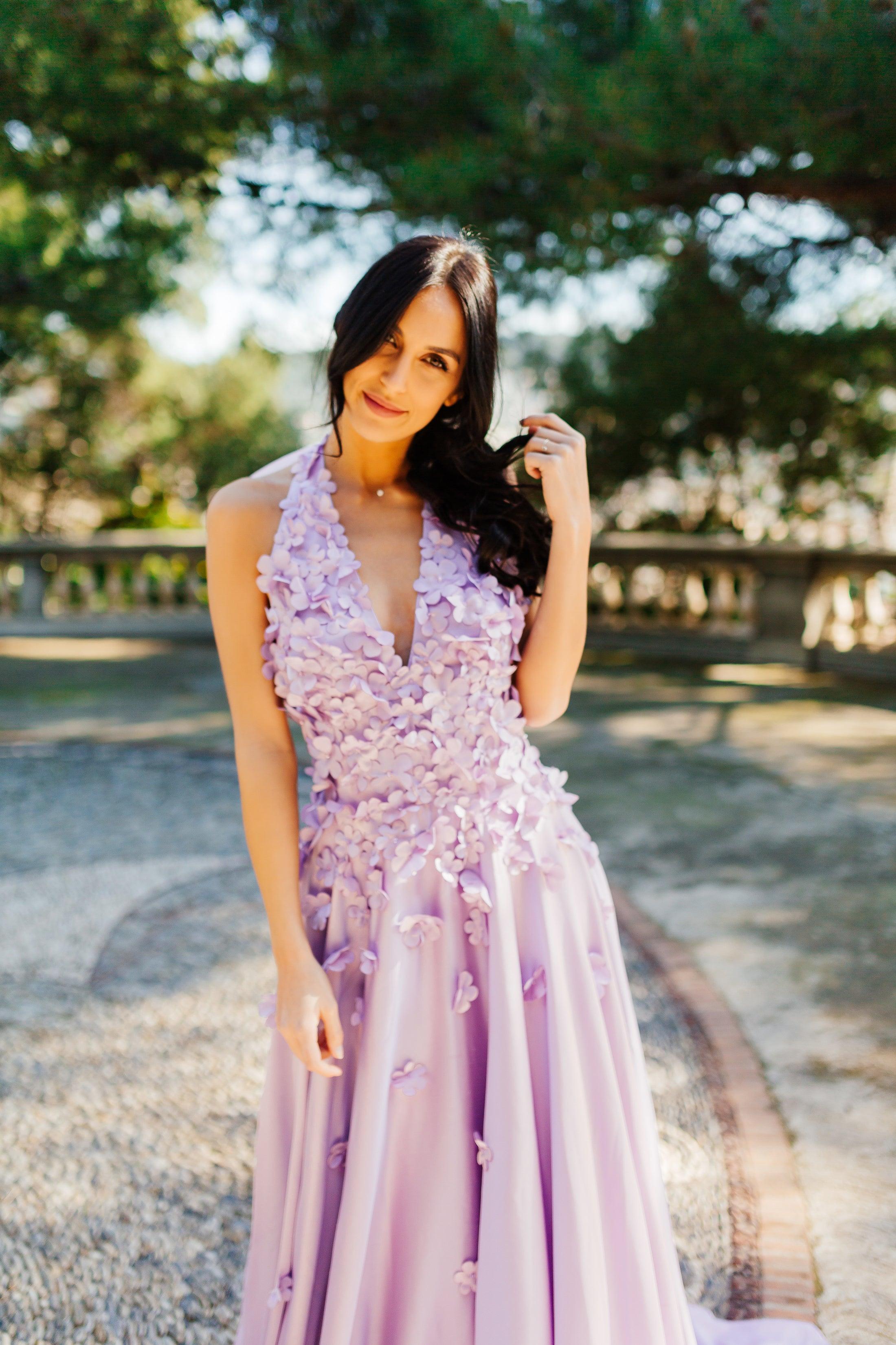 Halter Neck Wedding Dress | Lavender Wedding Gown | Dare and Dazzle