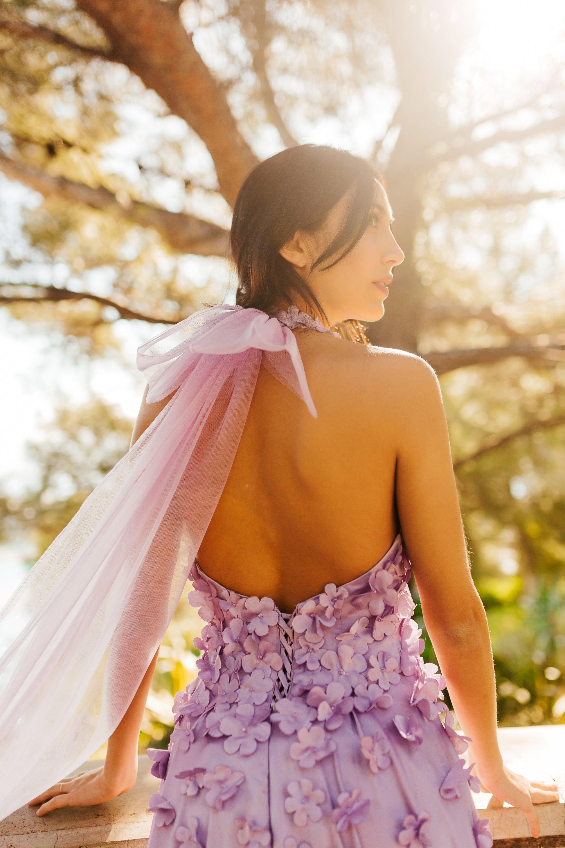 Halter Neck Wedding Dress | Lavender Wedding Gown | Dare and Dazzle