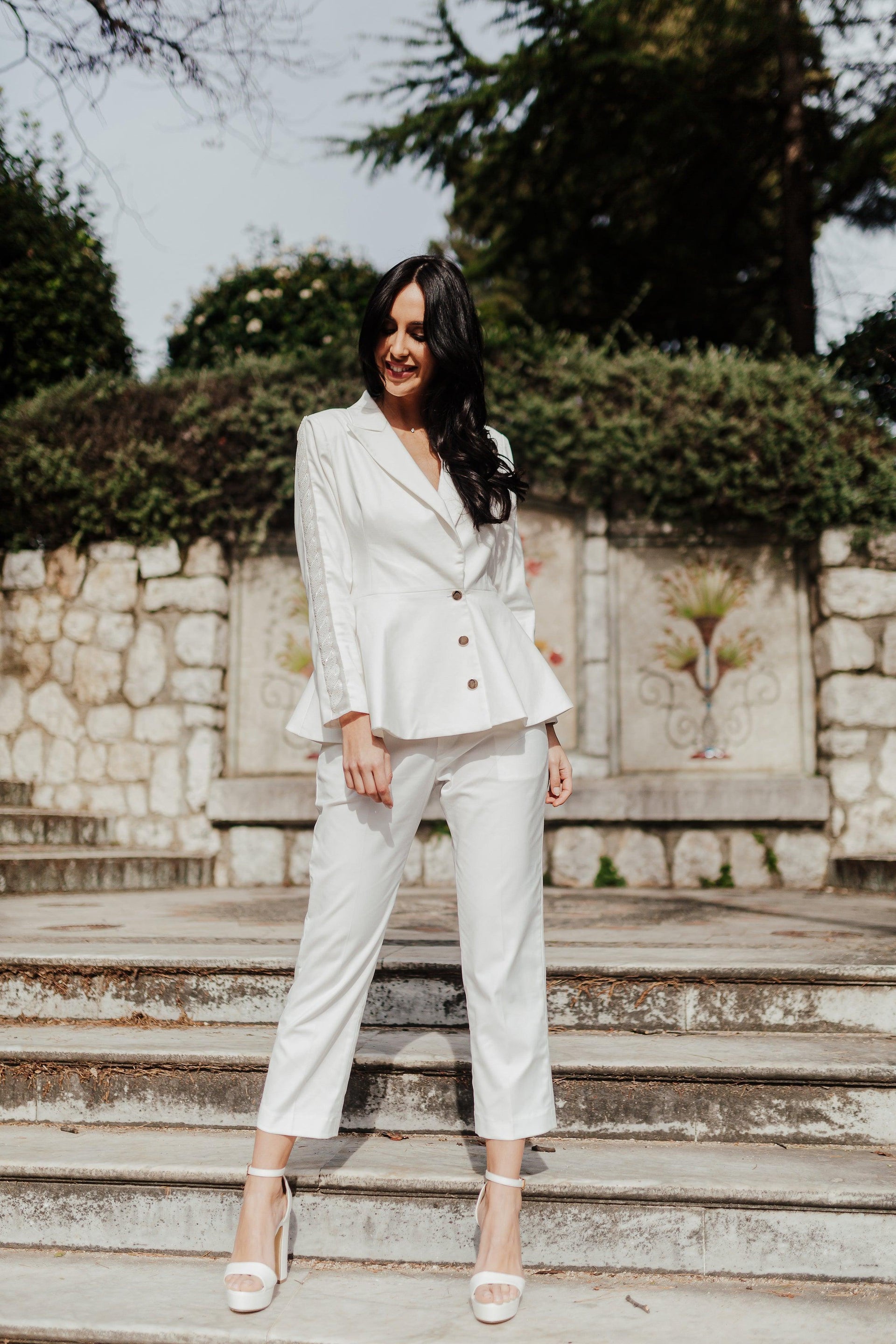 Women's Wedding Suit | White Wedding Suit | Dare and Dazzle 20 / White / Rent