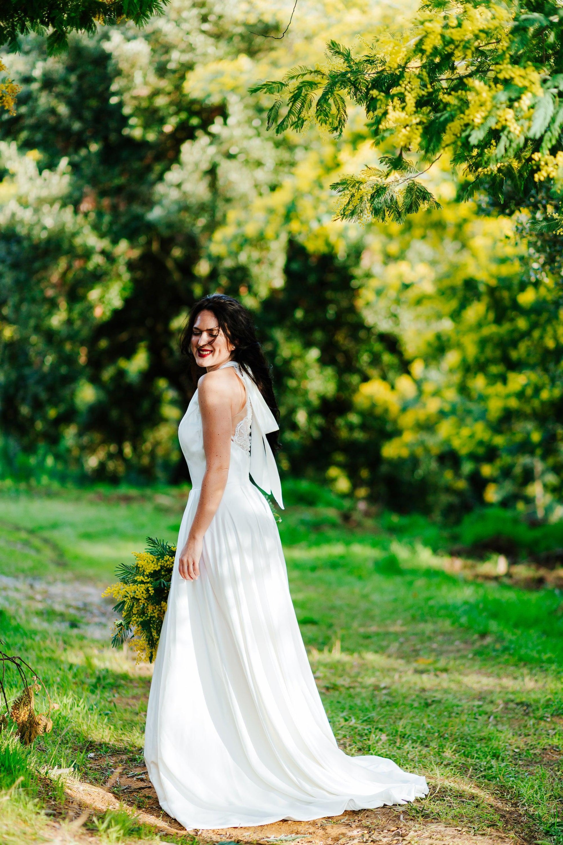 White Satin Gown | a Line Satin Gown | Dare and Dazzle