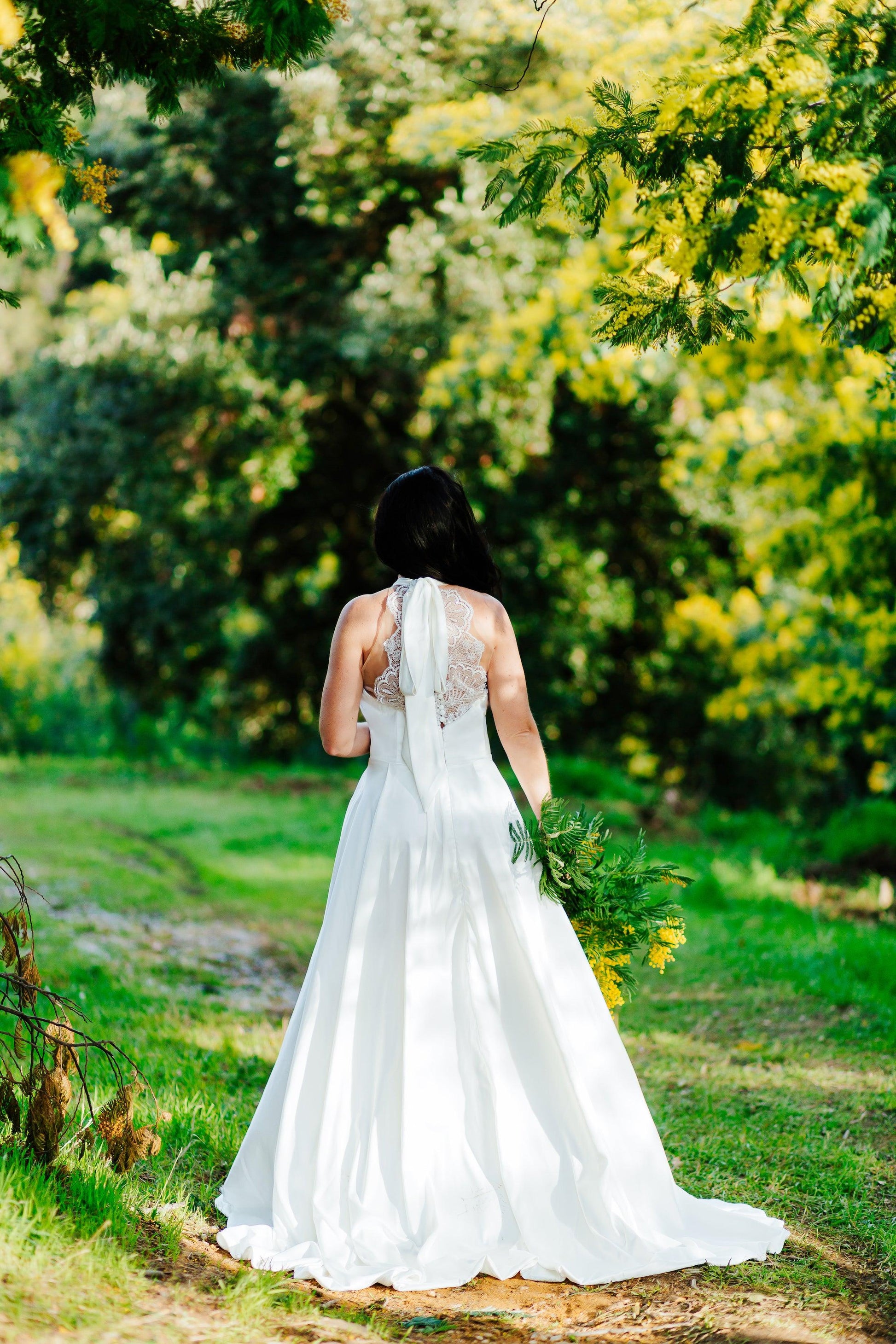 White Satin Gown | a Line Satin Gown | Dare and Dazzle