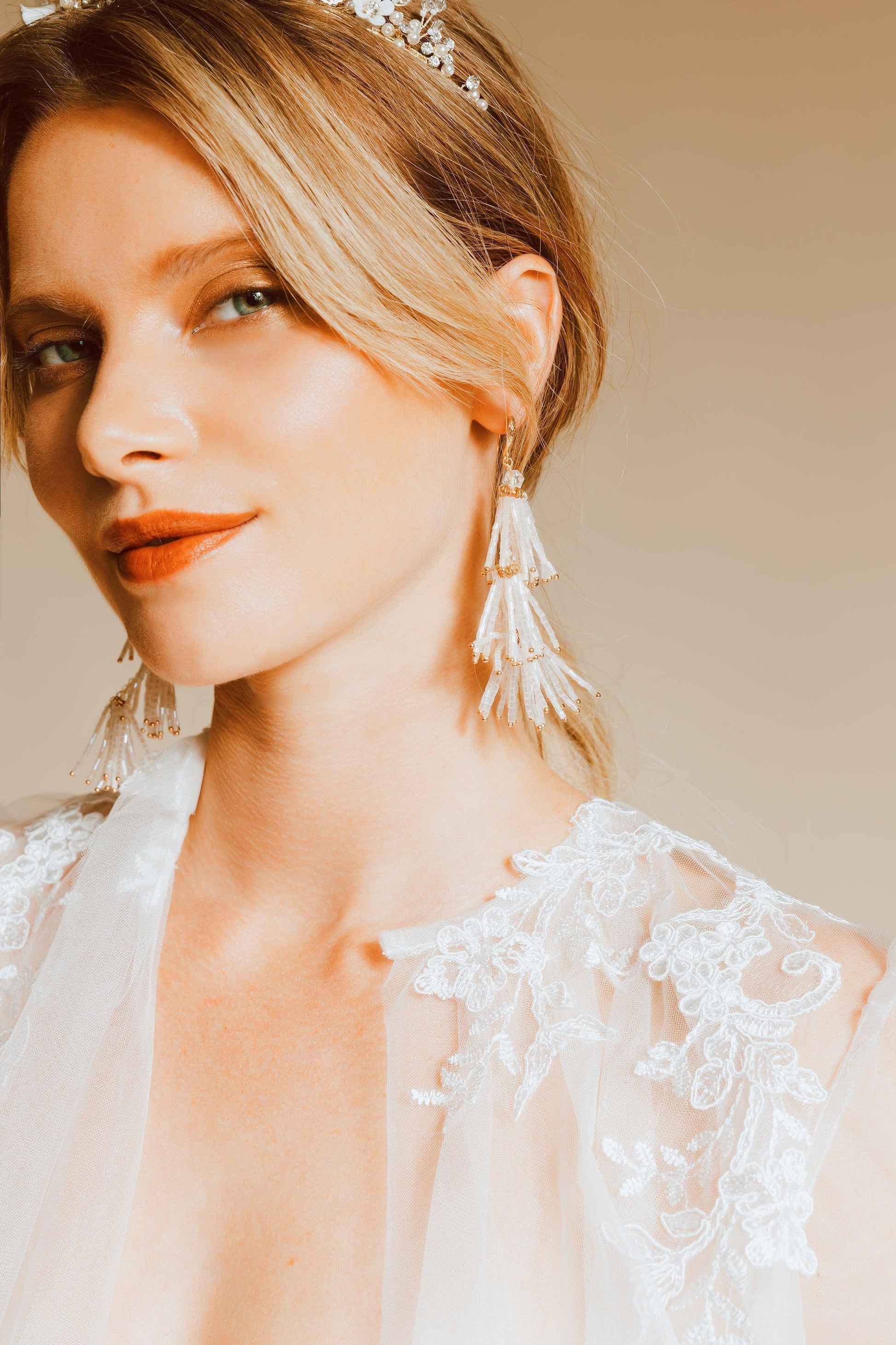 Beaded Bridal Earrings | Beaded Wedding Earrings | Dare and Dazzle