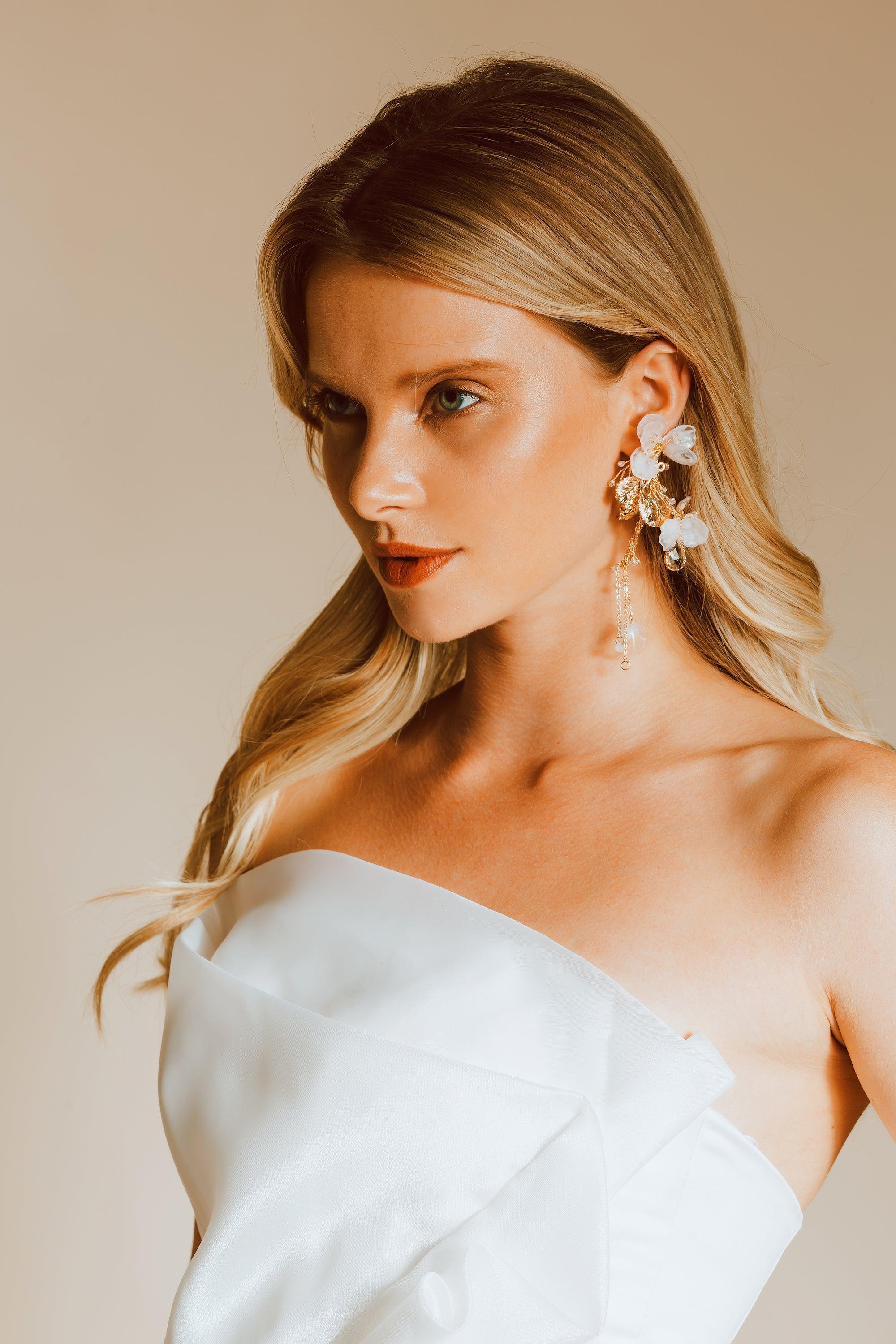 Flower Bridal Earrings | Pearl Bridal Earrings | Dare and Dazzle