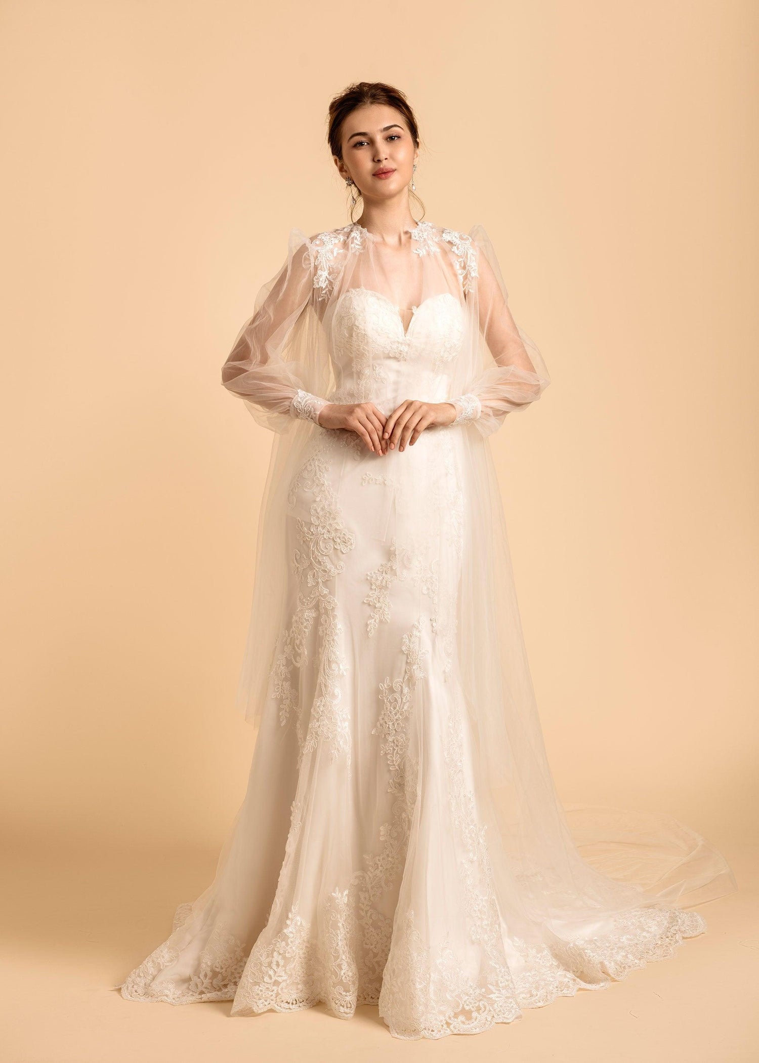 Round Neck Cape Veil | Wedding Cape Veil | Dare and Dazzle