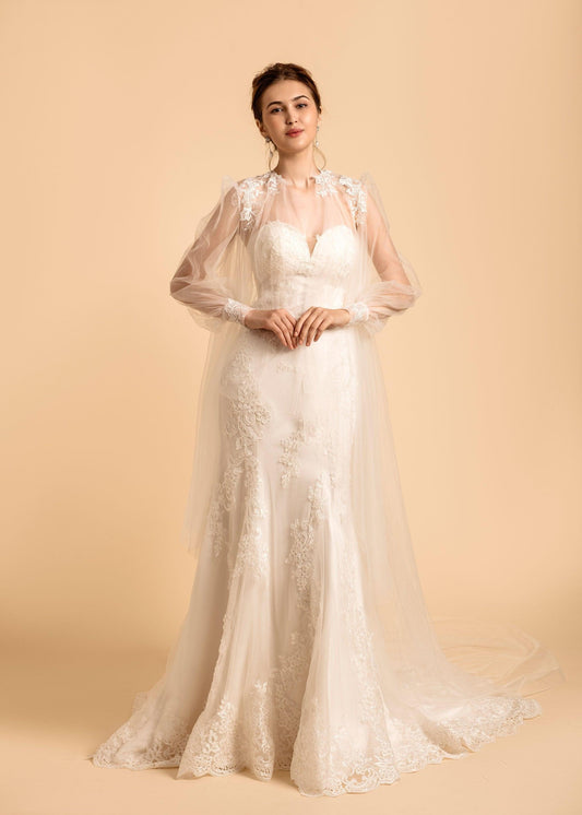 Round Neck Cape Veil | Wedding Cape Veil | Dare and Dazzle