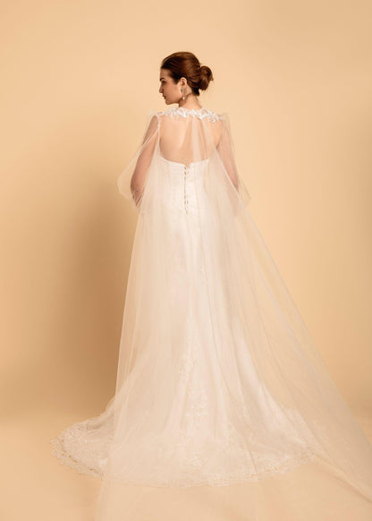 Round Neck Cape Veil | Wedding Cape Veil | Dare and Dazzle