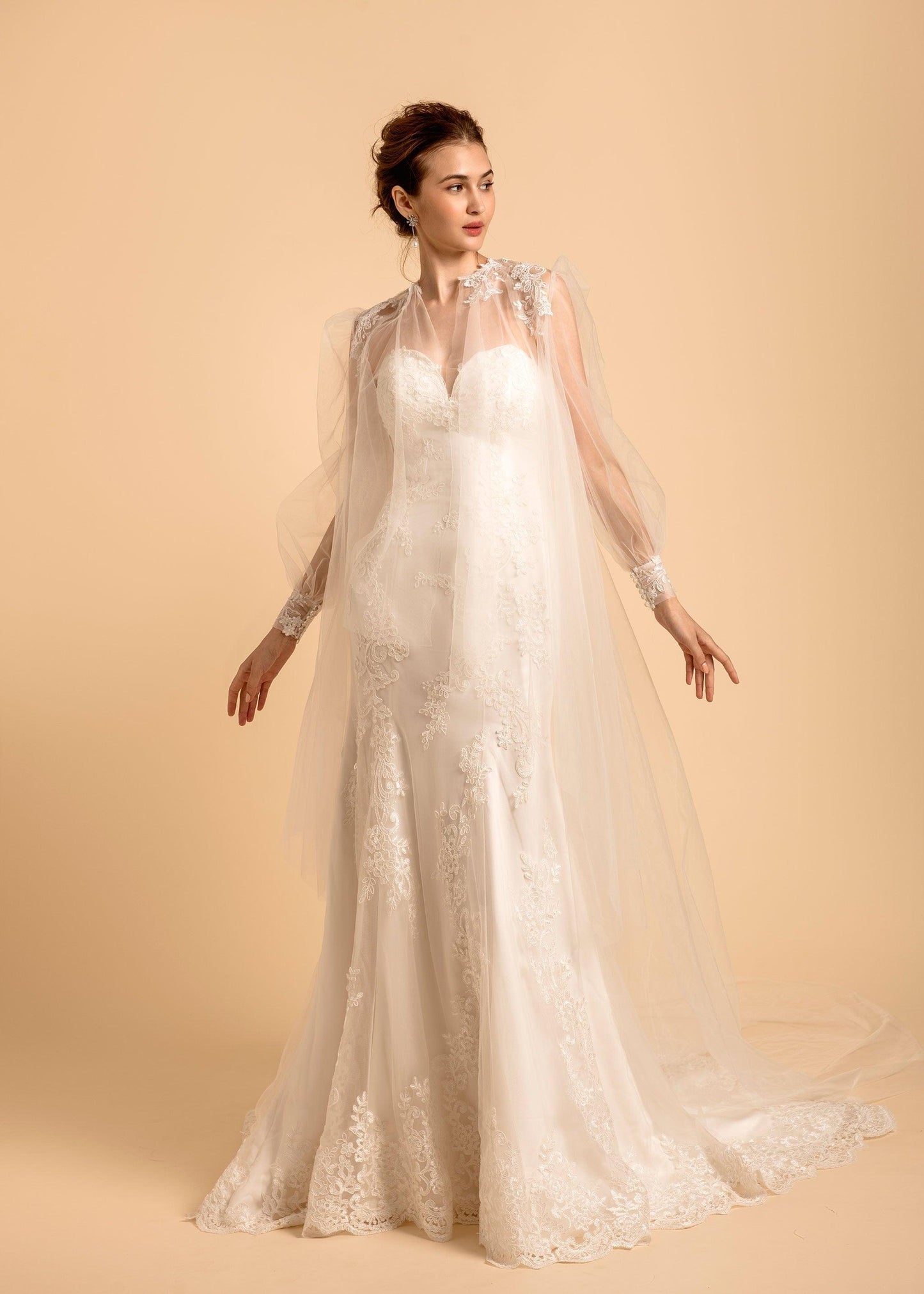 Round Neck Cape Veil | Wedding Cape Veil | Dare and Dazzle