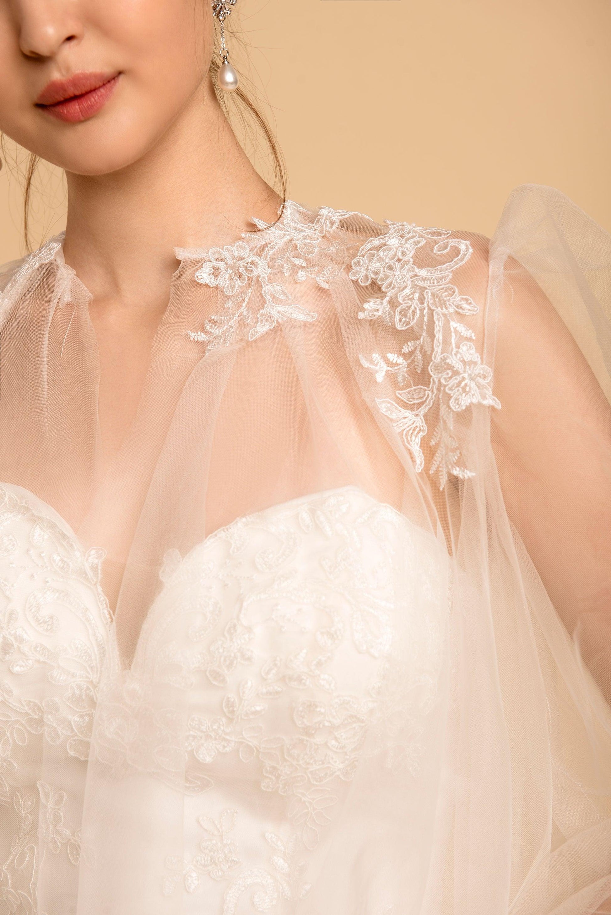 Round Neck Cape Veil | Wedding Cape Veil | Dare and Dazzle