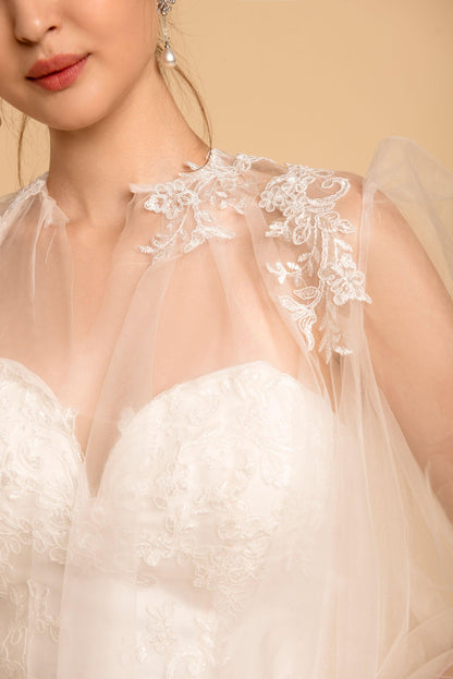 Round Neck Cape Veil | Wedding Cape Veil | Dare and Dazzle