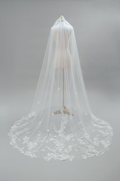 Chapel Length Wedding Veil | Dahlia Wedding Veil | Dare and Dazzle