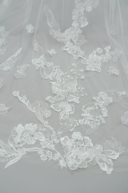 Chapel Length Wedding Veil | Dahlia Wedding Veil | Dare and Dazzle