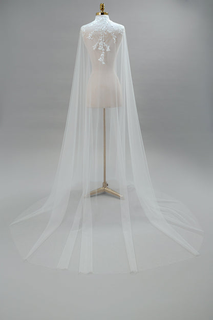 Round Neck Cape Veil | Wedding Cape Veil | Dare and Dazzle