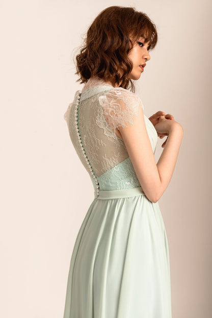 Light Green Bridesmaid Dress | v Neck Chiffon Dress | Dare and Dazzle