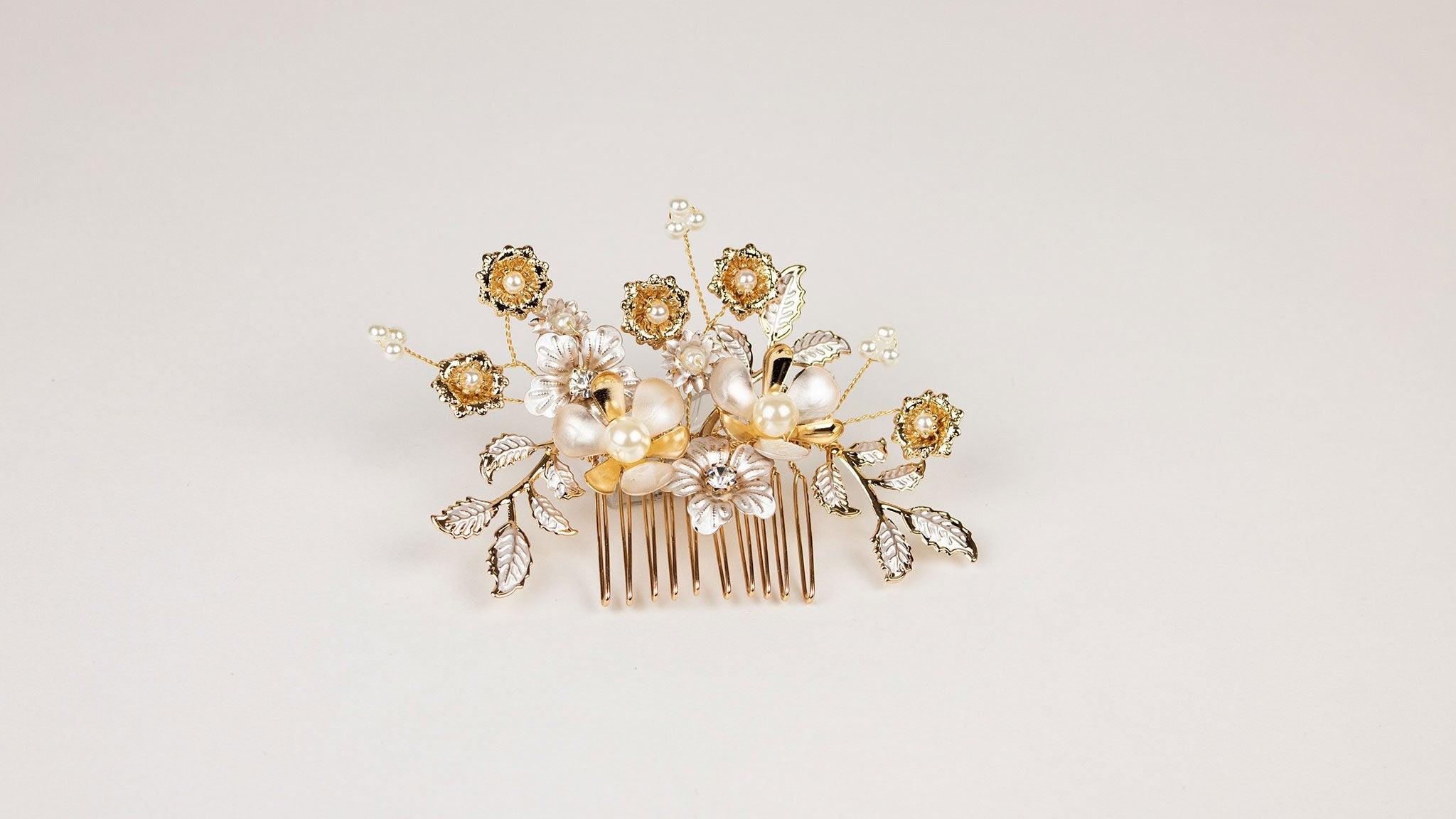 Jasmine Hair Comb | Metal Flower Hair Comb | Dare and Dazzle