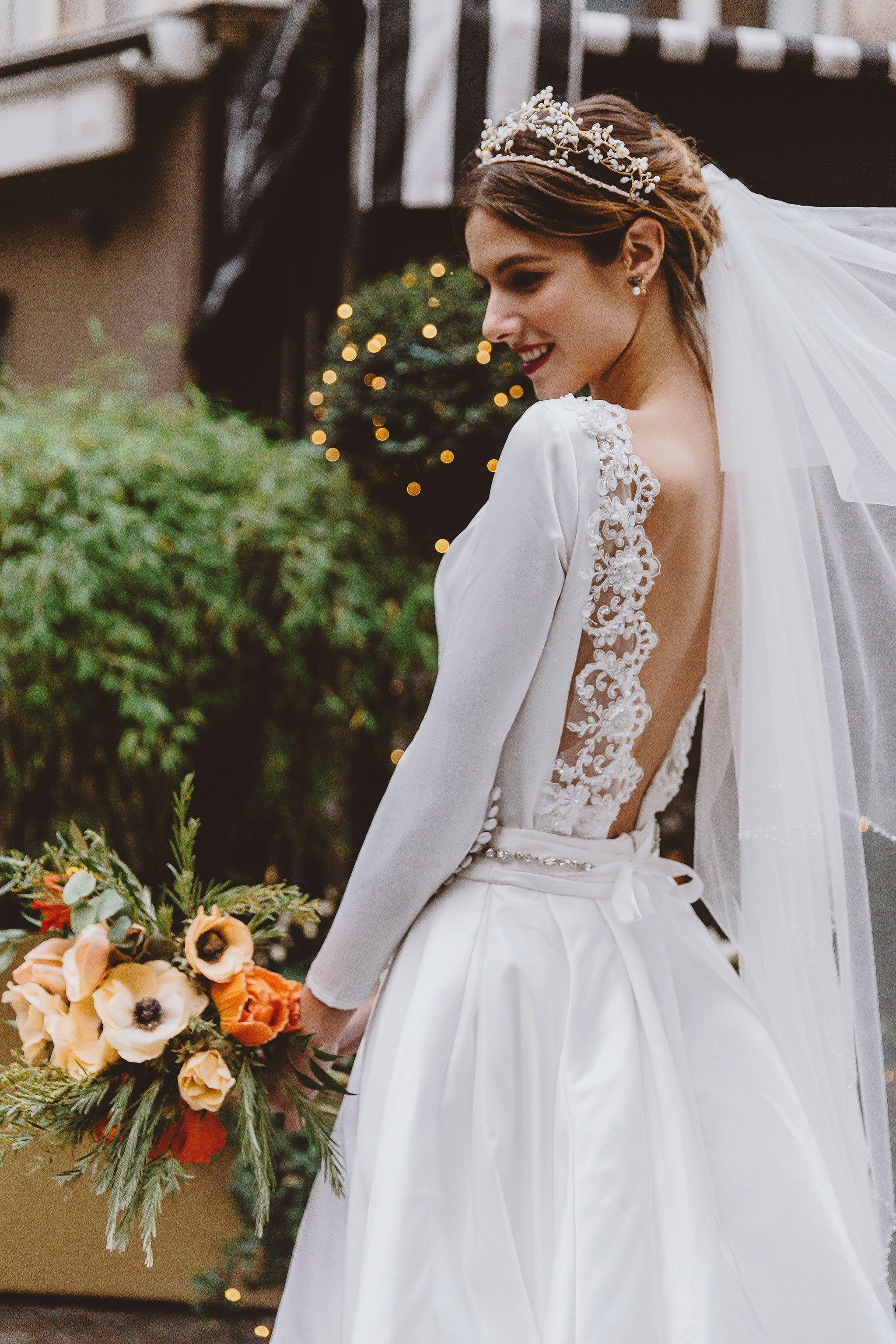 Long Sleeve Wedding Dress | Plunge Back Dress | Dare and Dazzle