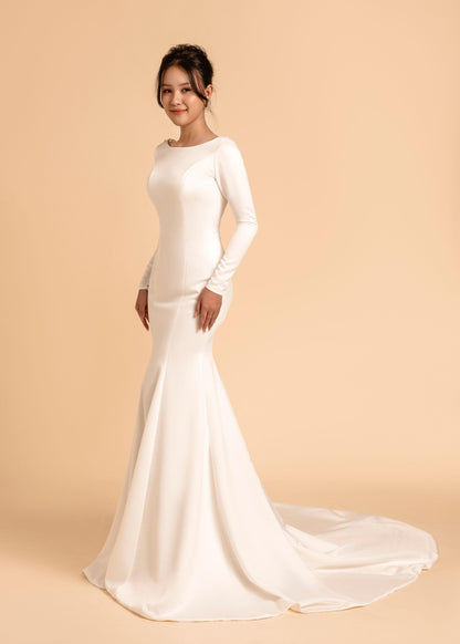 Long Sleeve Wedding Dress | Plunge Back Dress | Dare and Dazzle
