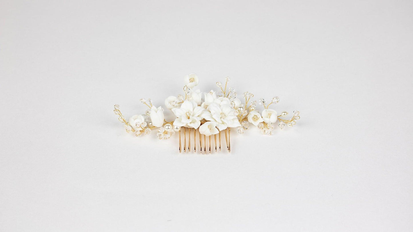 Ceramic Flower Comb | Lavender Hair Comb | Dare and Dazzle