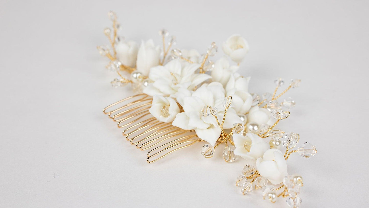 Ceramic Flower Comb | Lavender Hair Comb | Dare and Dazzle