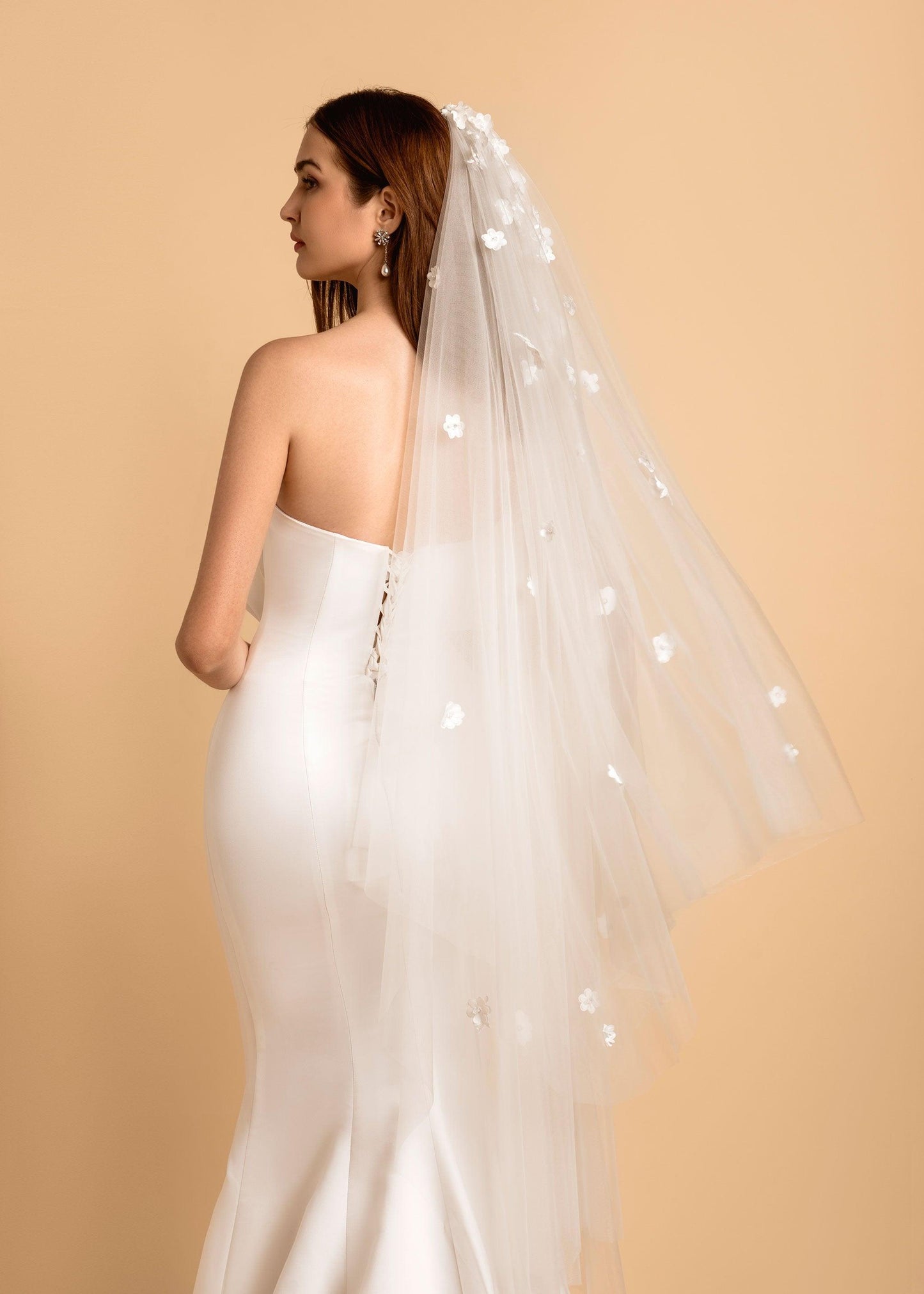 Knee Length Cut Edge Veil | Lilac Wedding Veil | Dare and Dazzle