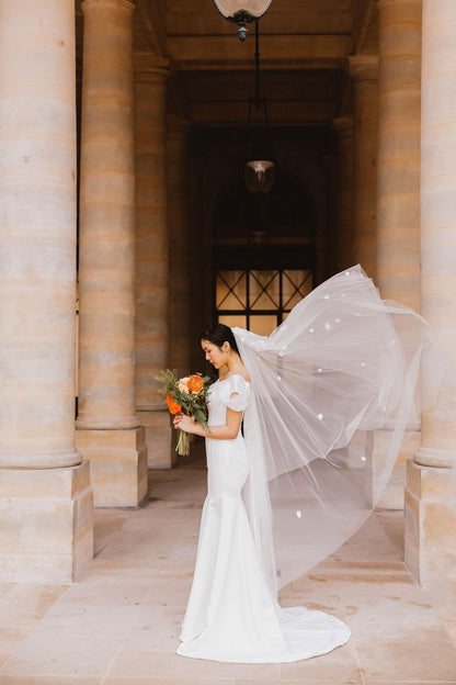 Knee Length Cut Edge Veil | Lilac Wedding Veil | Dare and Dazzle