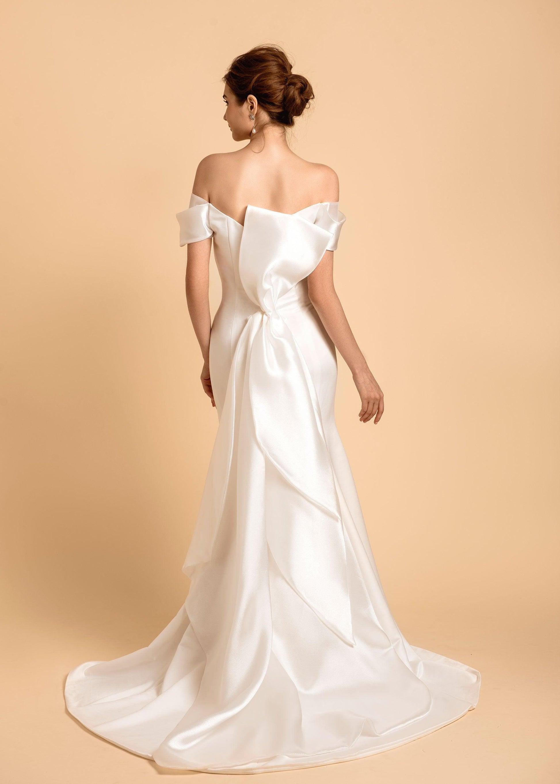 Off Shoulder Satin Dress | Fit and Flare Dress |  | Dare and Dazzle