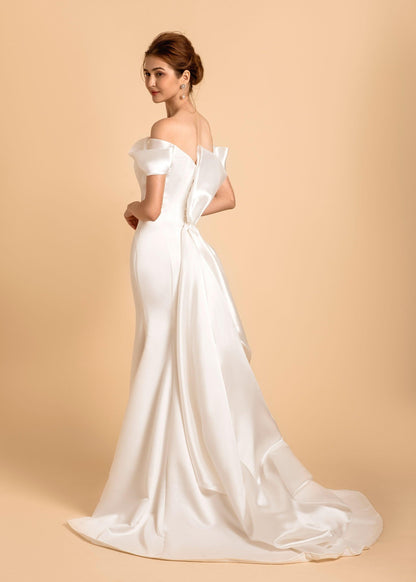 Off Shoulder Satin Dress | Fit and Flare Dress |  | Dare and Dazzle