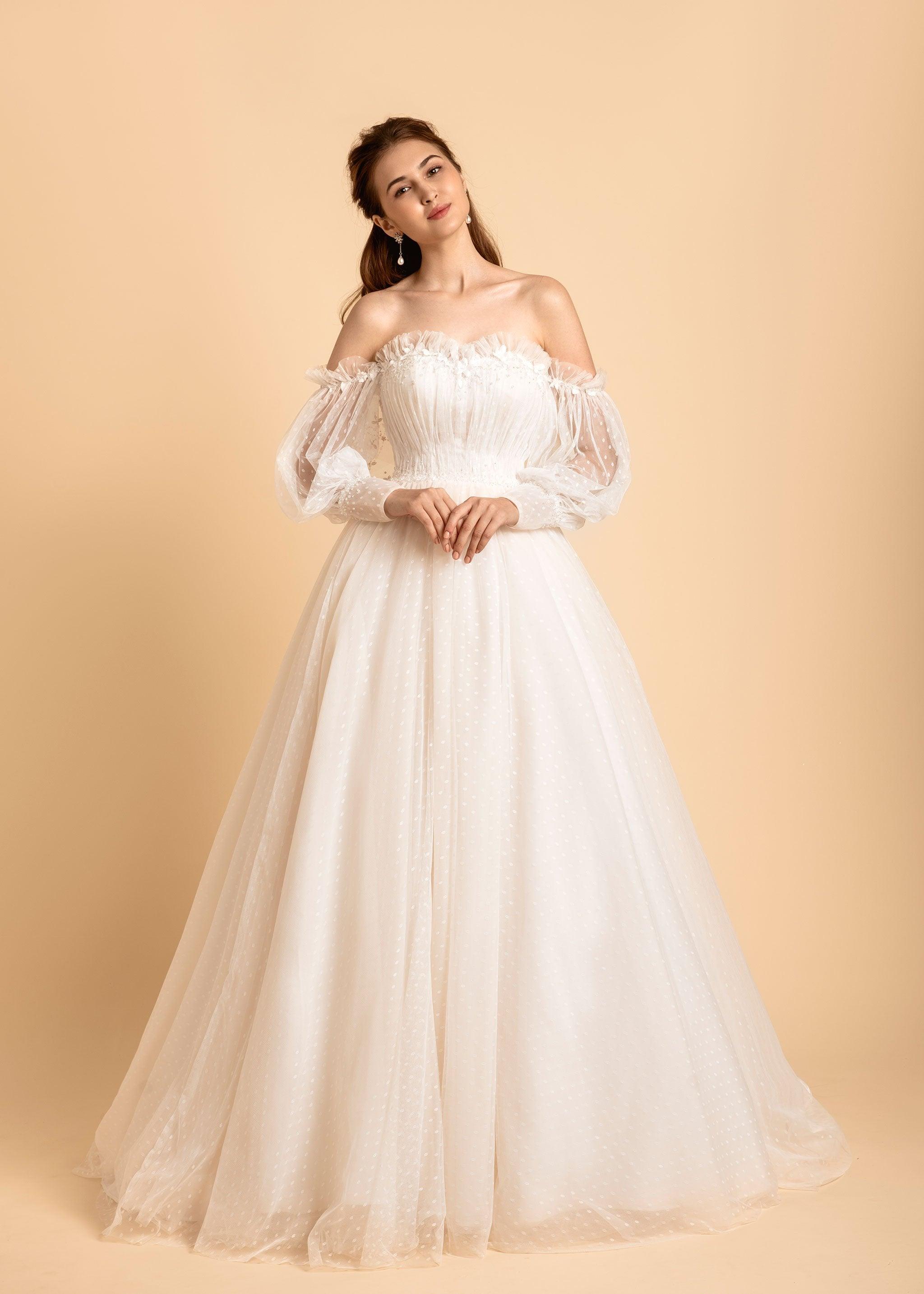 Off the Shoulder Wedding Dress | Dare and Dazzle