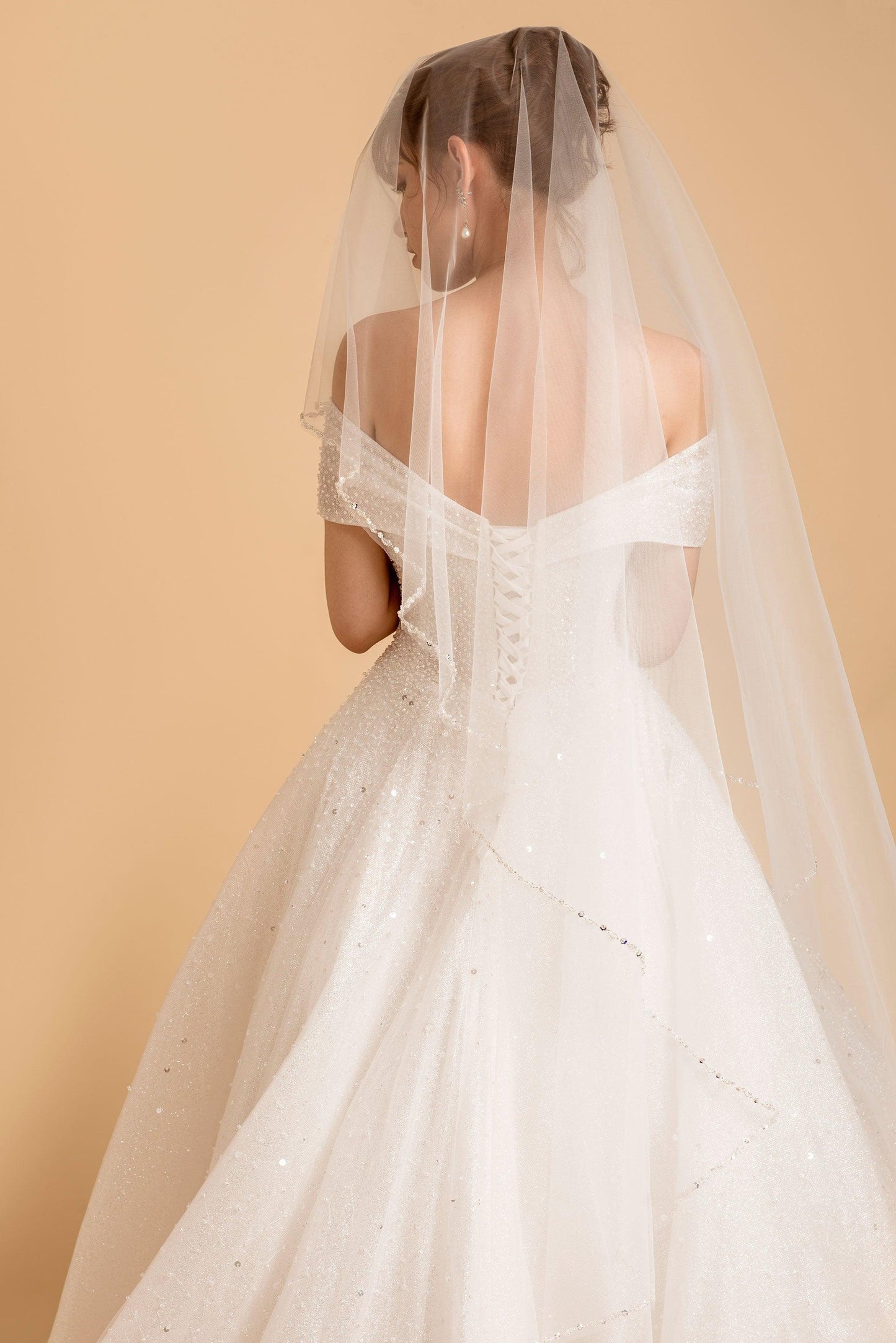 Beaded Wedding Veil | Draped Wedding Veil | Dare and Dazzle