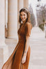 Velvet Bridesmaid Dress | Golden Brown Dress | Dare and Dazzle