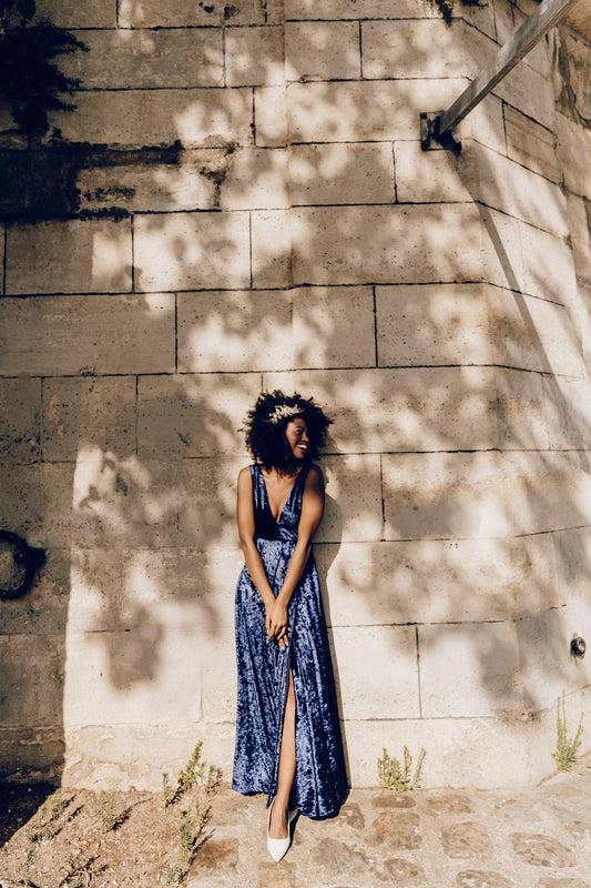 Navy Bridesmaid Dress | Navy Velvet Dress | Dare and Dazzle