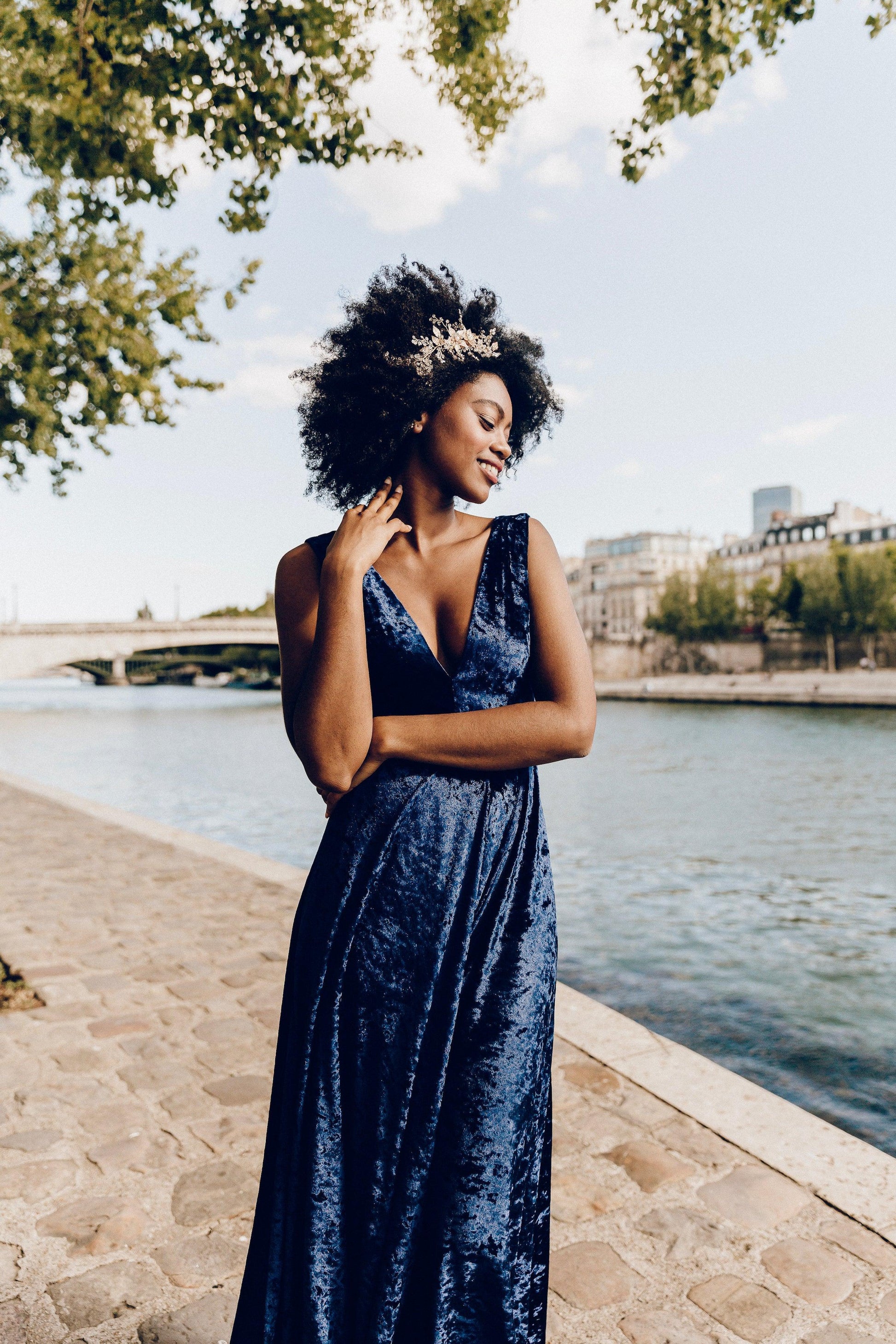 Navy Bridesmaid Dress | Navy Velvet Dress | Dare and Dazzle