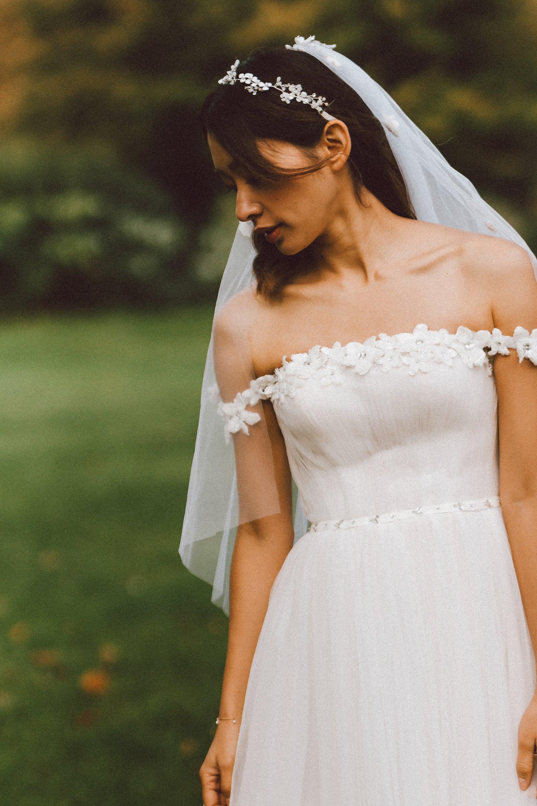 Off Shoulder Wedding Dress | Ada Wedding Dress | Dare and Dazzle