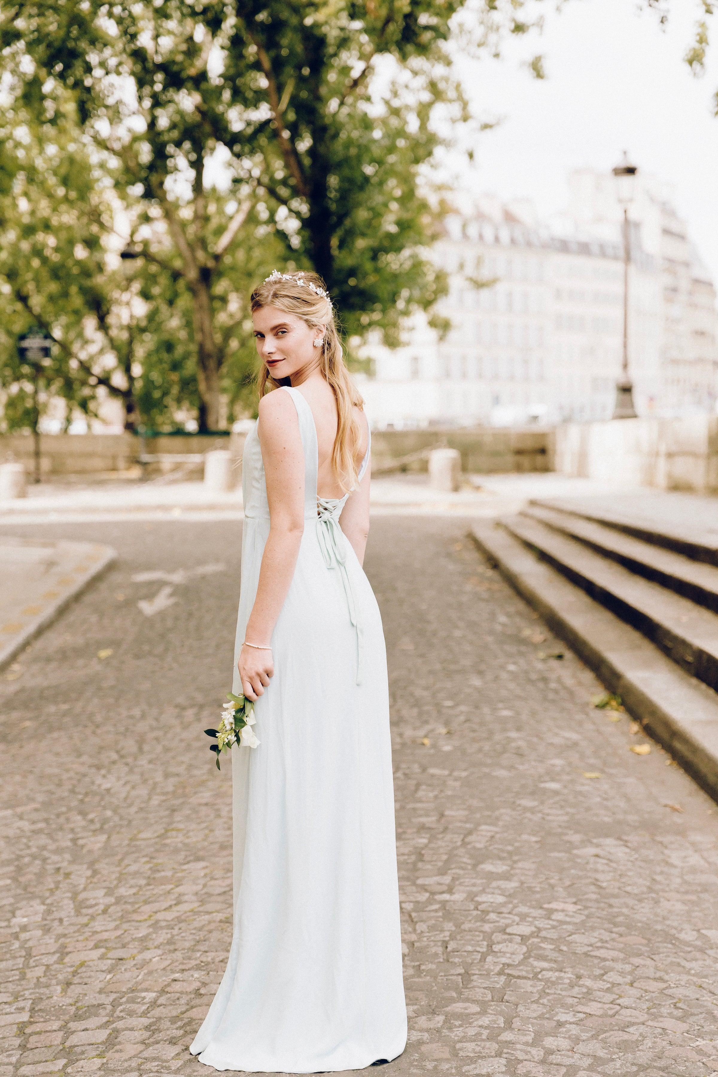 Light Blue Bridesmaid Dress | High Slit Dress | Dare and Dazzle