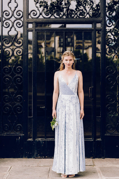 Velvet Wrap Dress | Light Blue Dress | Dare and Dazzle