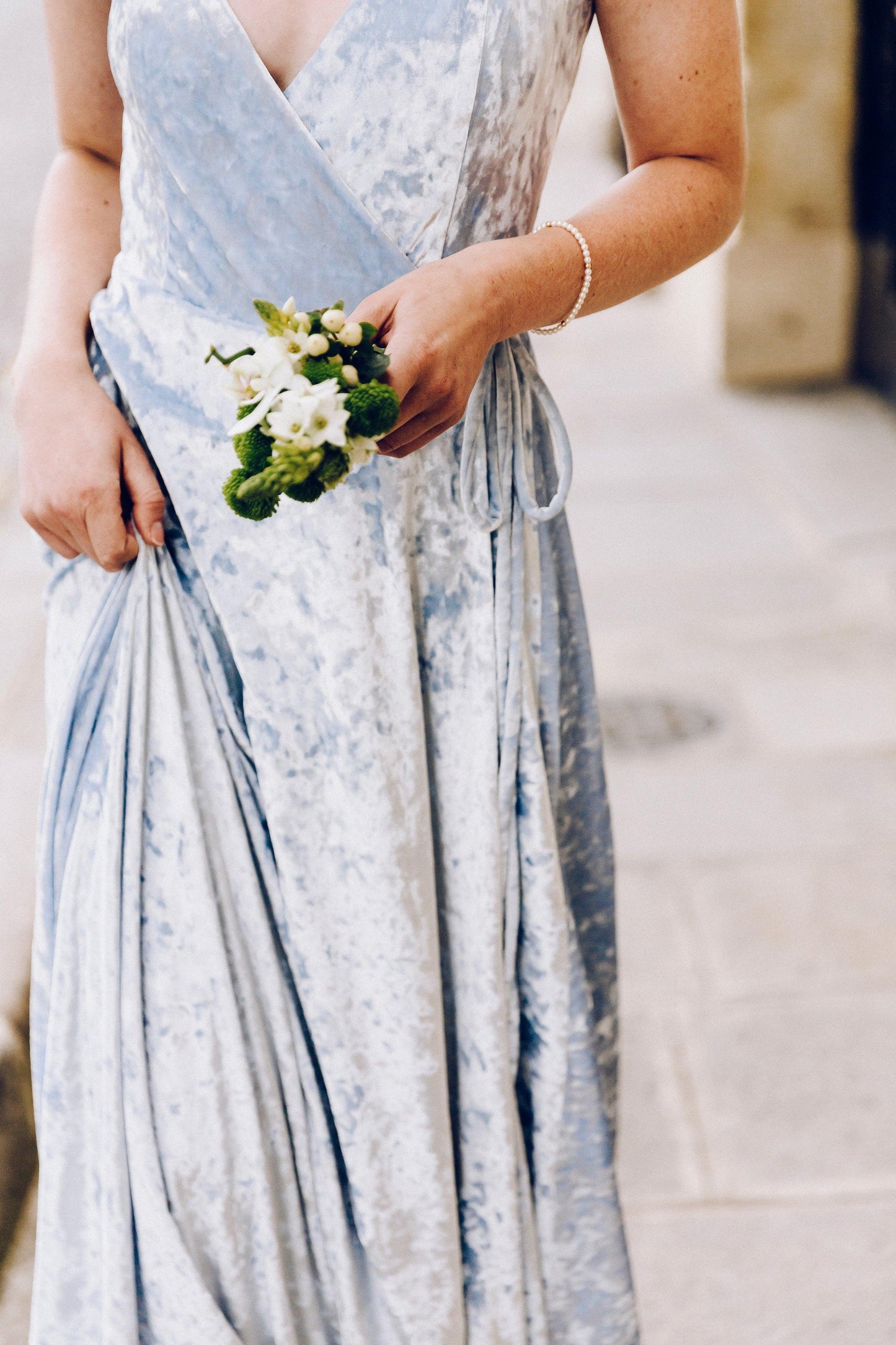 Velvet Wrap Dress | Light Blue Dress | Dare and Dazzle