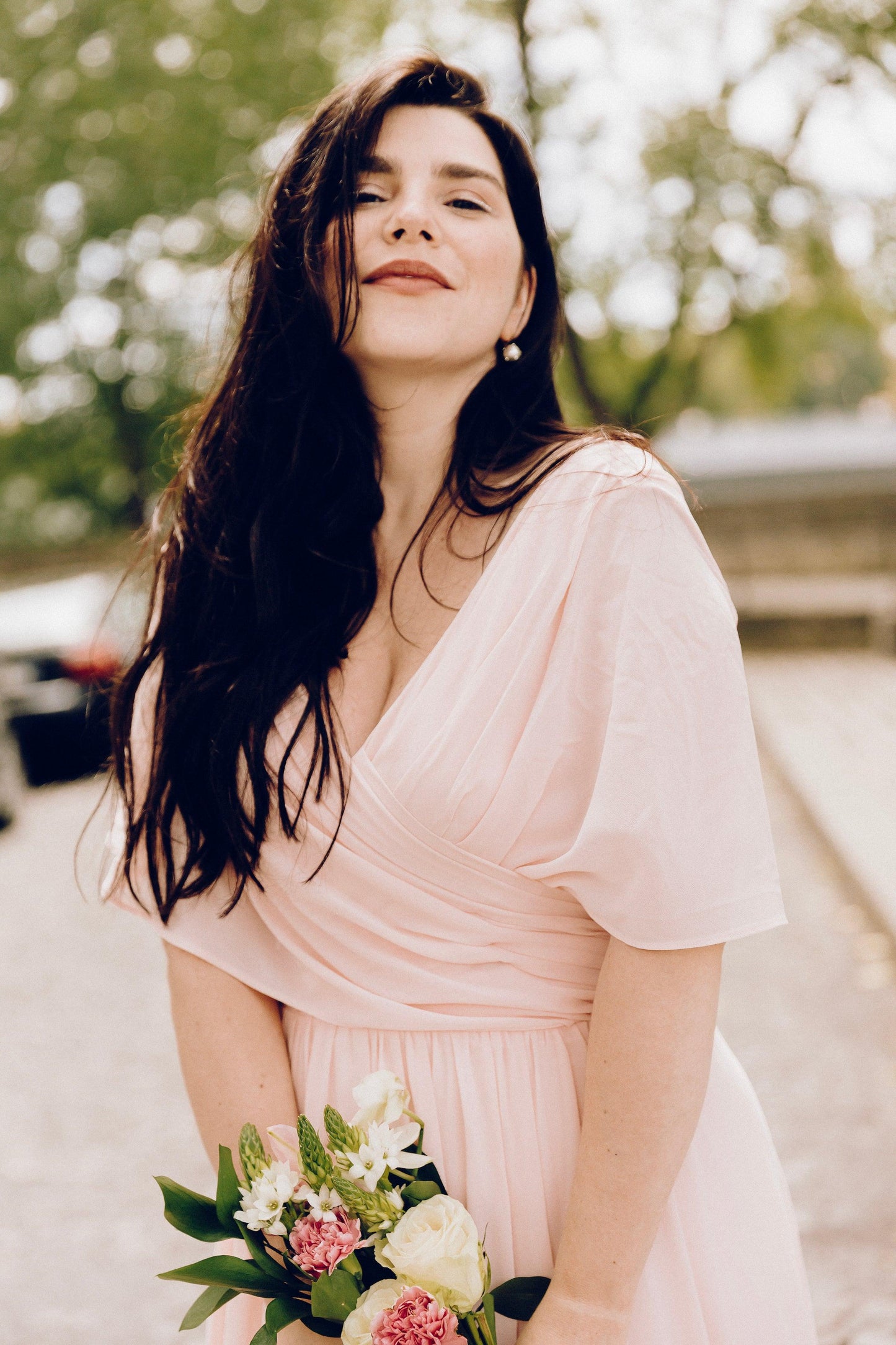 Chiffon Bridesmaid Dress | Chiffon Wrap Dress | Dare and Dazzle