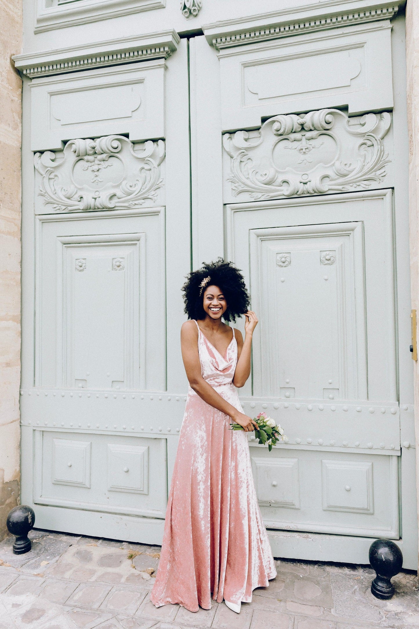 Pink Cowl Neck Dress | Cowl Neck Velvet Dress | Dare and Dazzle