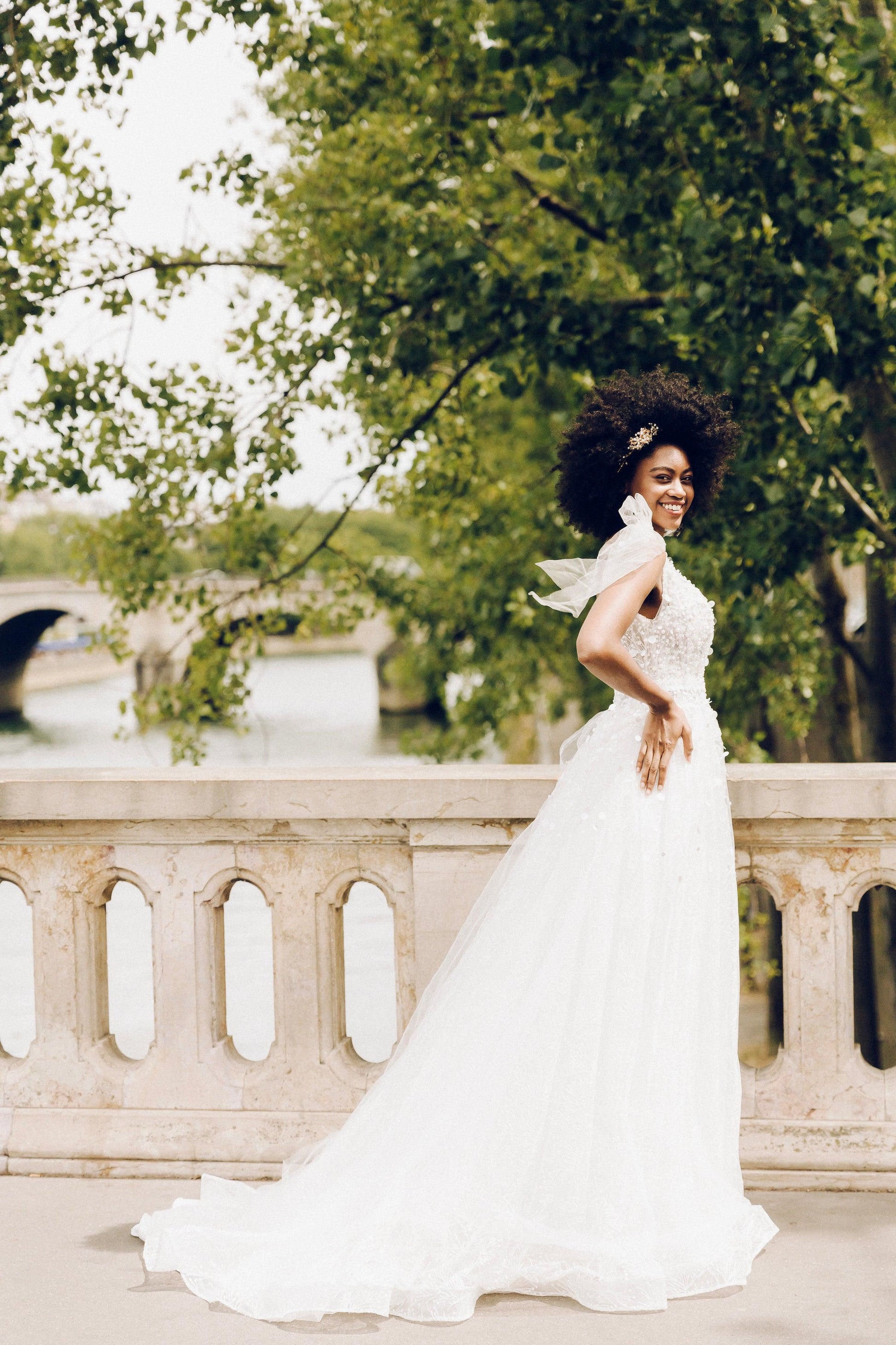 Deep V Back Wedding Dress | A Line Wedding Gown | Dare and Dazzle