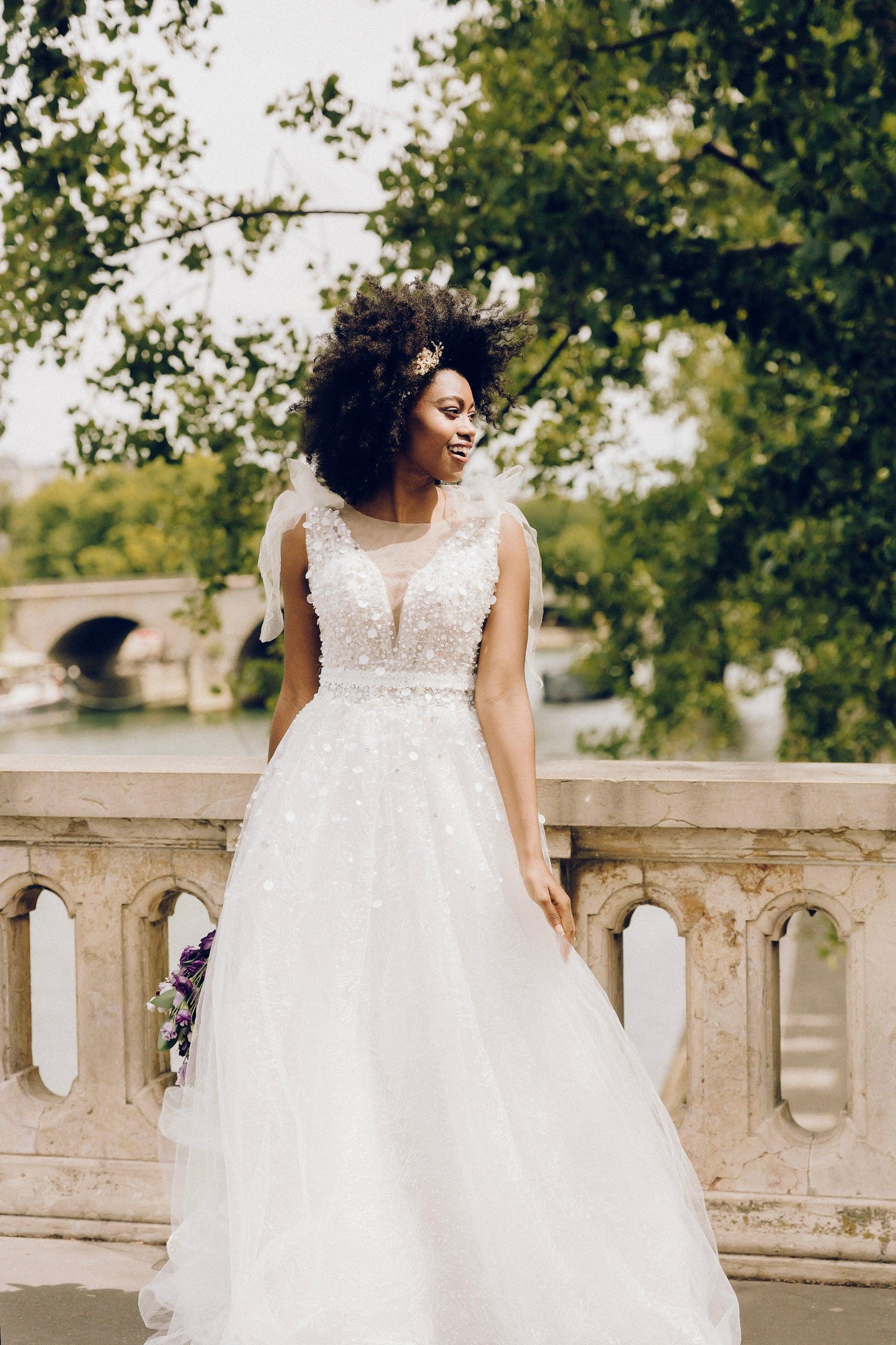 Deep V Back Wedding Dress | A Line Wedding Gown | Dare and Dazzle