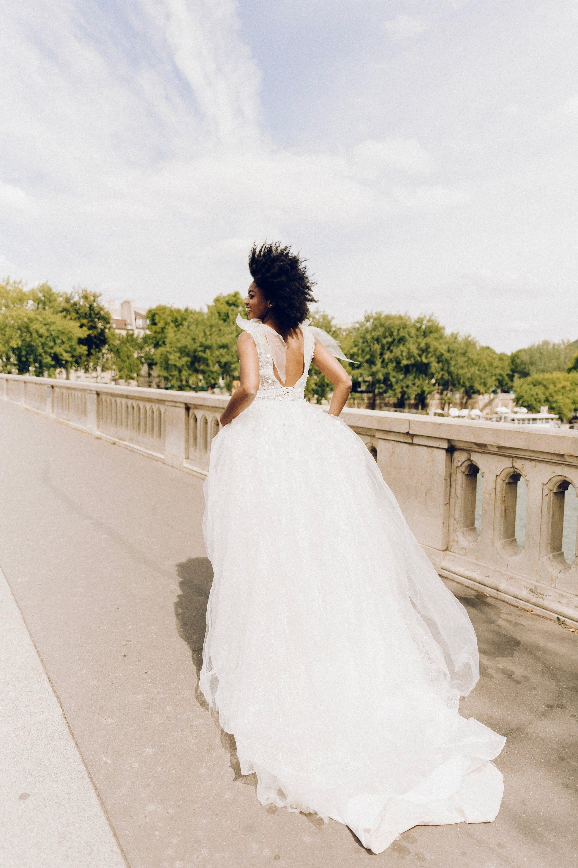 Deep V Back Wedding Dress | A Line Wedding Gown | Dare and Dazzle