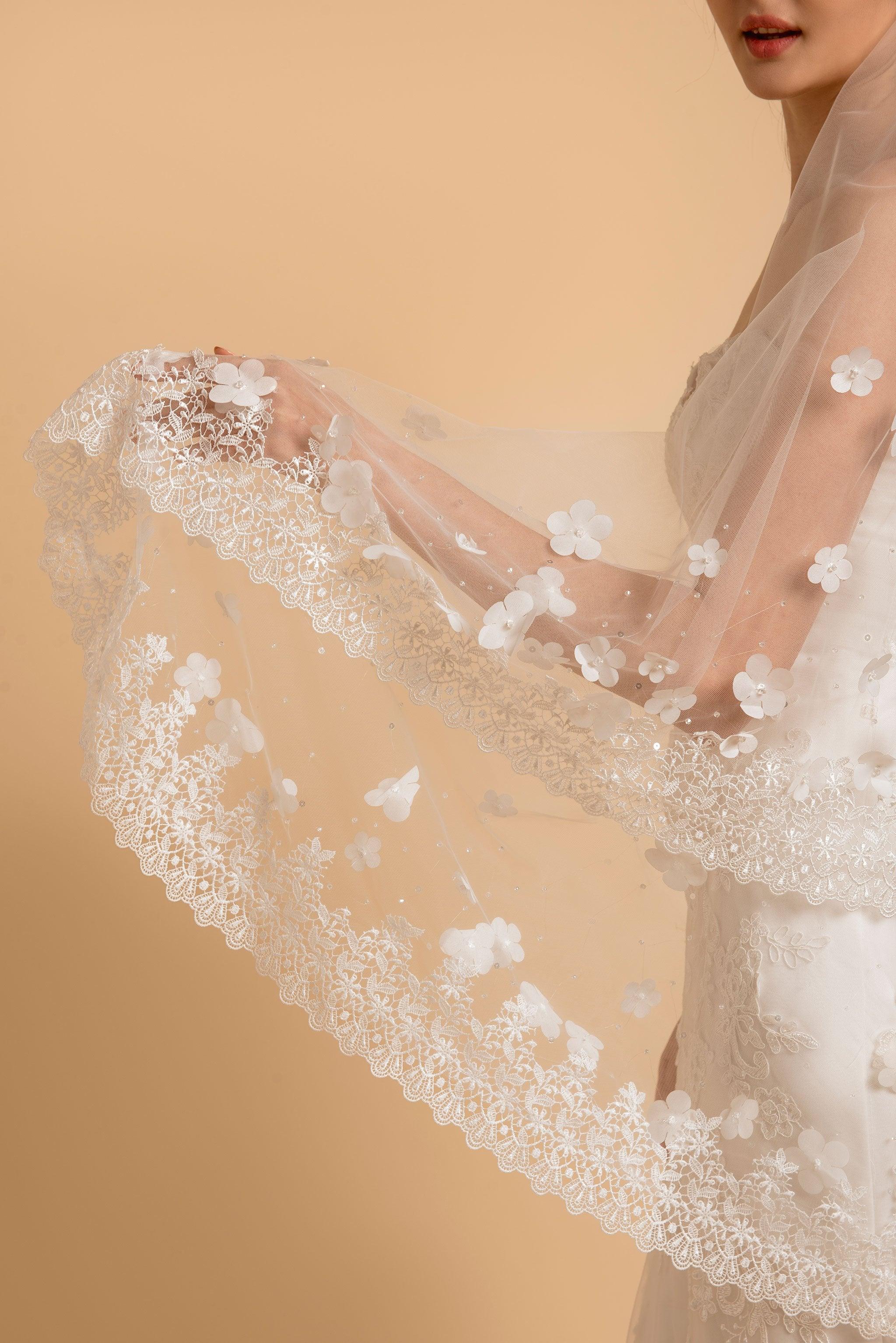 Two Tier Wedding Veil | Queen Anne's Lace Veil | Dare and Dazzle