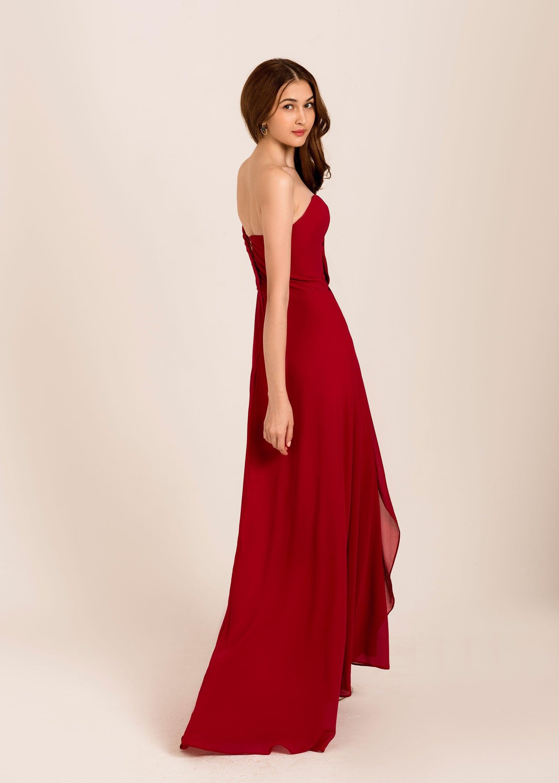 One Shoulder Bridesmaid Dress | Red Bridesmaid Dress | Dare and Dazzle