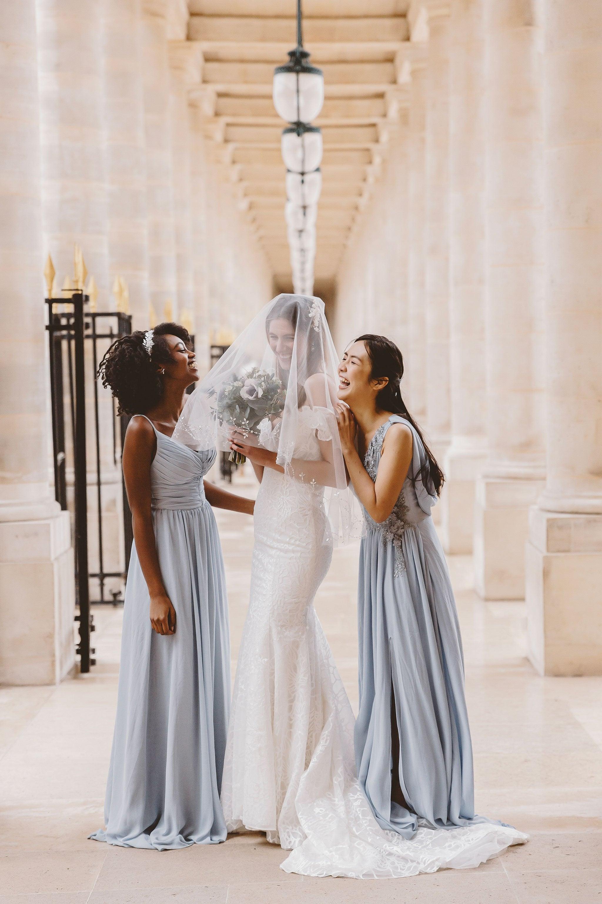 Light Blue Bridesmaid Dress | Sandra Chiffon Dress | Dare and Dazzle